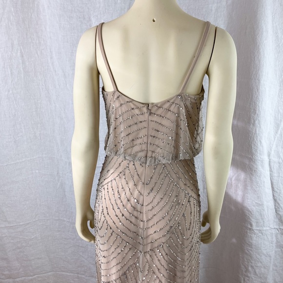 NWT formal sparkly dress evening beaded pink nude dress SZ 4 Adrianna Papell - Picture 9 of 15